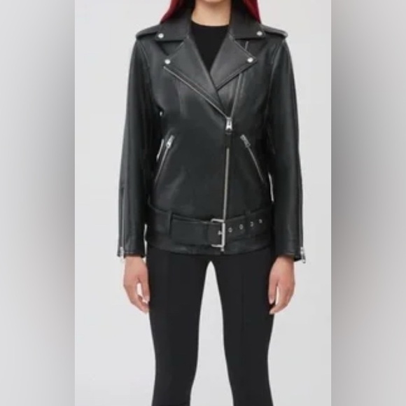 NWT Mackage Jayda Oversized 100% Cow Leather Biker Jacket $1190 Sz M - Picture 2 of 6